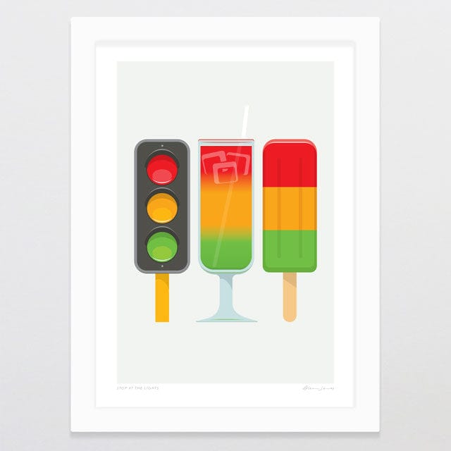 Glenn Jones Art Stop At The Lights Art Print Art Print A4 / White
