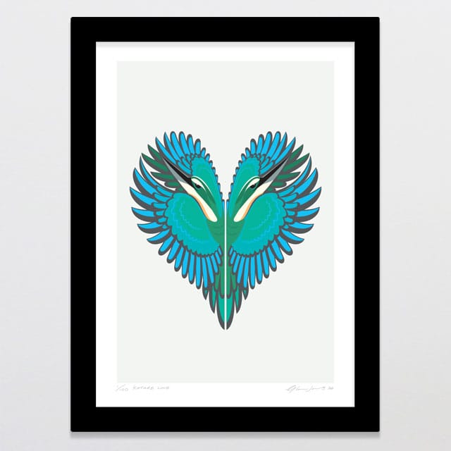 Glenn Jones Art Kōtare Love - Limited Edition Art Print Art Print A3 / Black