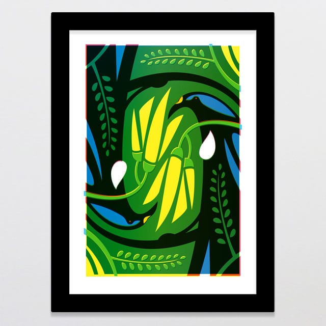 Glenn Jones Art Kowhai Connection - Limited Edition Art Print Art Print A3 / Black