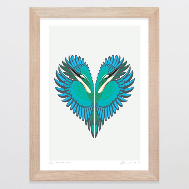 Glenn Jones Art Kōtare Love - Limited Edition Art Print Art Print A3 / Oak