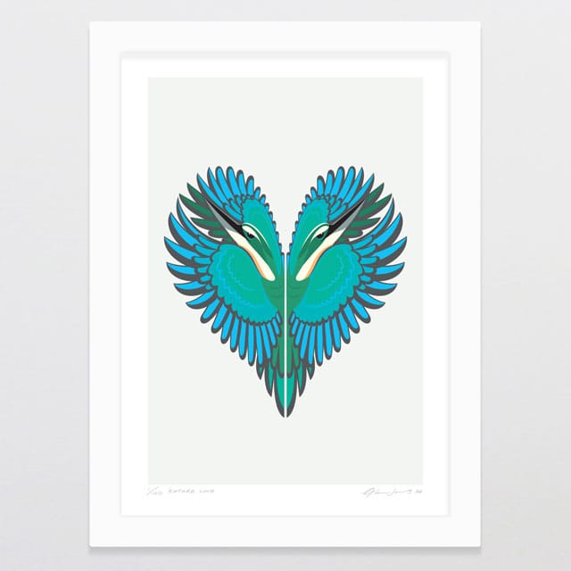 Glenn Jones Art Kōtare Love - Limited Edition Art Print Art Print A3 / White