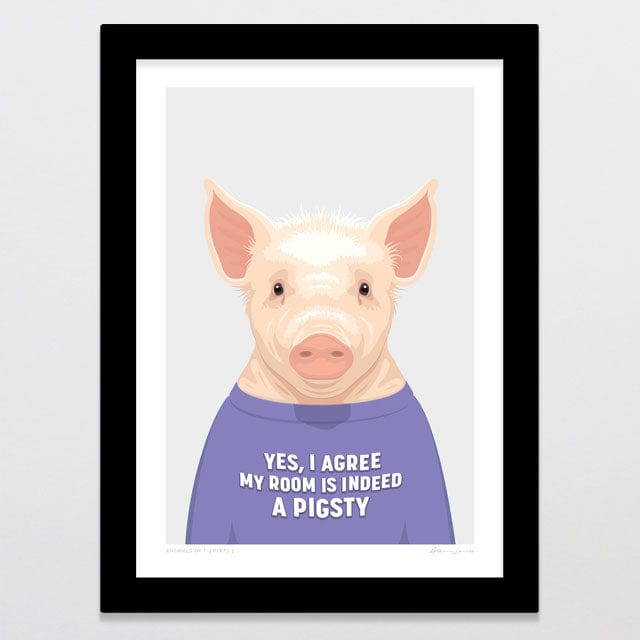 Glenn Jones Art Animals In T-shirts 5 Art Print Art Print A4 / Black