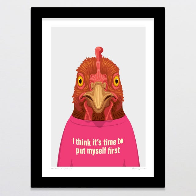 Glenn Jones Art Animals In T-shirts 8 Art Print Art Print A4 / Black