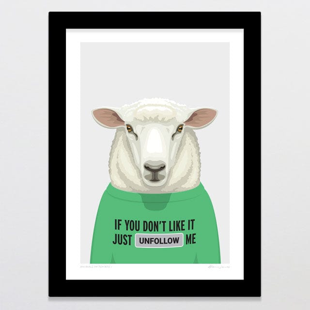 Glenn Jones Art Animals In Tshirts 1 Art Print Art Print A4 / Black