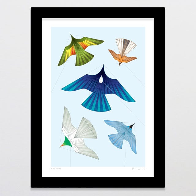 Glenn Jones Art Bird Kites Art Print Art Print A4 / Black