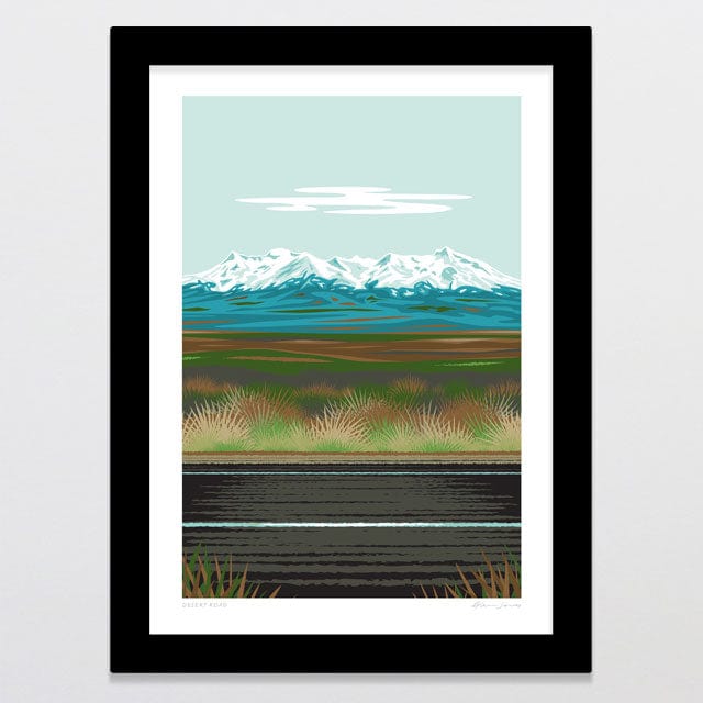 Glenn Jones Art Desert Road Art Print Art Print A4 / Black