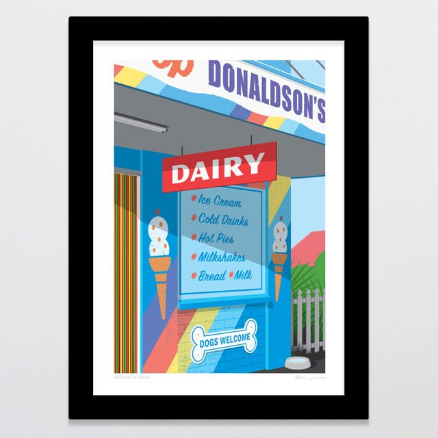 Glenn Jones Art Favourite Dairy Art Print Art Print A4 / Black