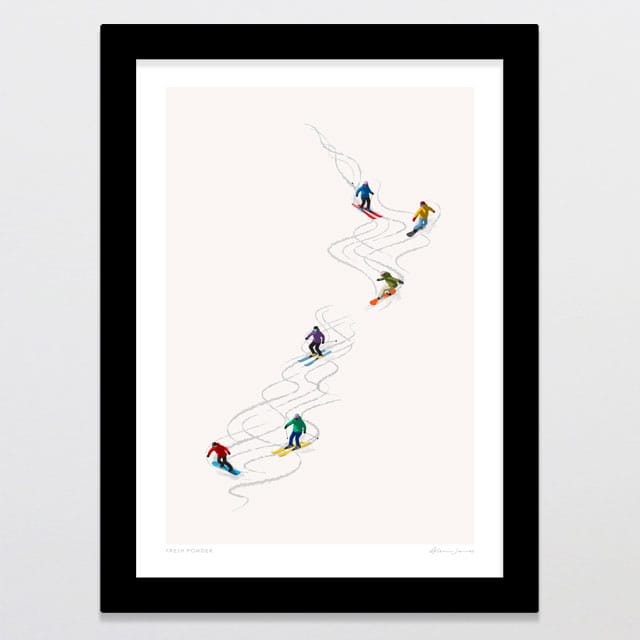 Glenn Jones Art Fresh Powder Art Print Art Print A4 / Black