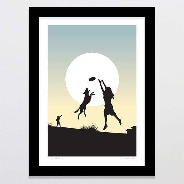 Glenn Jones Art Frisbee Friends Art Print Art Print A4 / Black