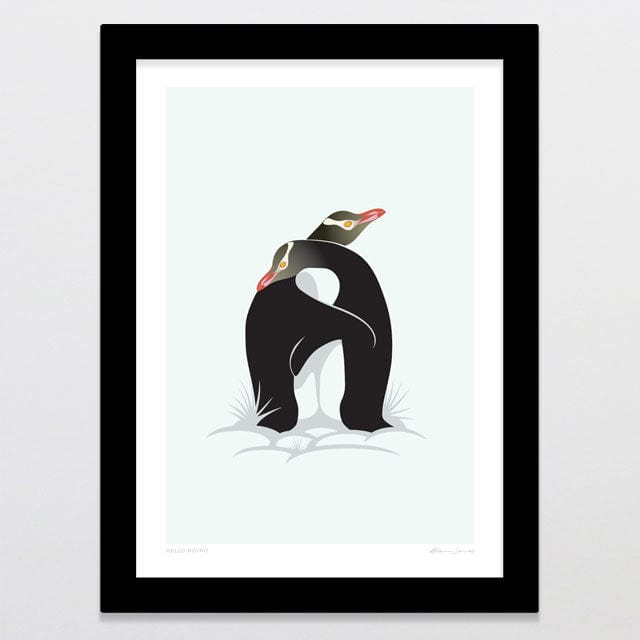 Glenn Jones Art Hello Hoiho Art Print Art Print A4 / Black