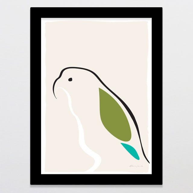 Glenn Jones Art Kea Ink Bird Art Print A4 / Black