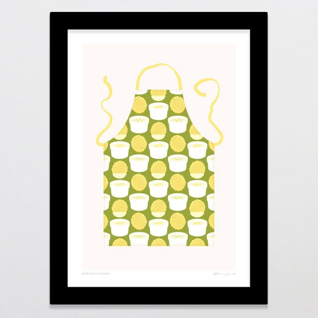 Glenn Jones Art Kiwiana Kitchen - Chip & Dip Art Print Art Print A4 / Black