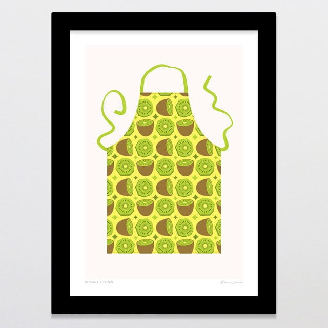 Glenn Jones Art Kiwiana Kitchen - Kiwifruit Art Print Art Print A4 / Black