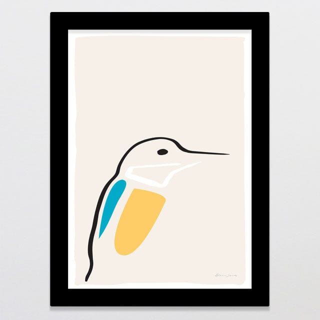 Glenn Jones Art Kotare Ink Bird Art Print A4 / Black