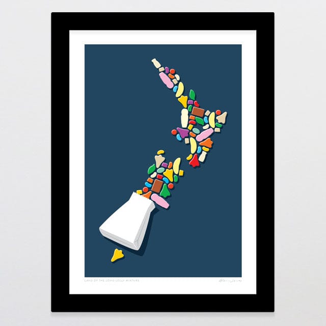 Glenn Jones Art Land Of The Long Lolly Mixture Art Print Art Print A4 / Black