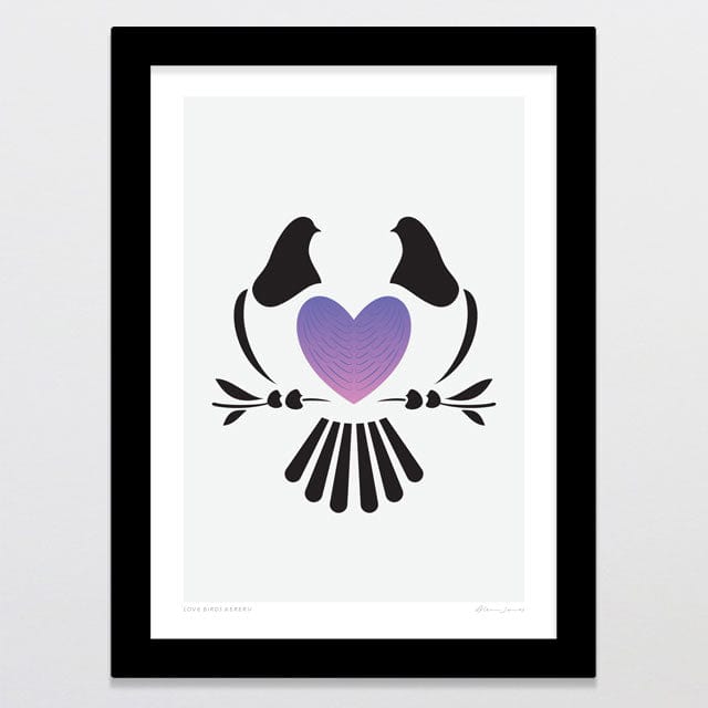Glenn Jones Art Love Birds Kereru Art Print Art Print A4 / Black