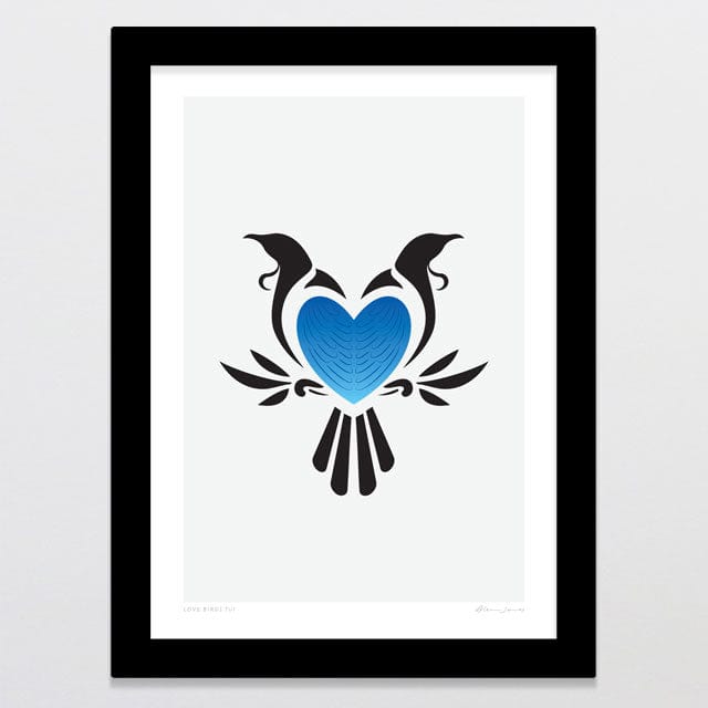 Glenn Jones Art Love Birds Tui Art Print Art Print A4 / Black
