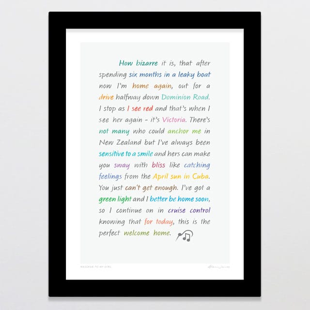 Glenn Jones Art Message To My Girl Art Print Art Print A4 / Black
