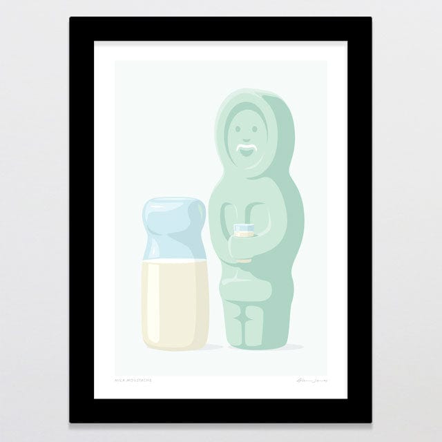 Glenn Jones Art Milk Moustache Art Print Art Print A4 / Black