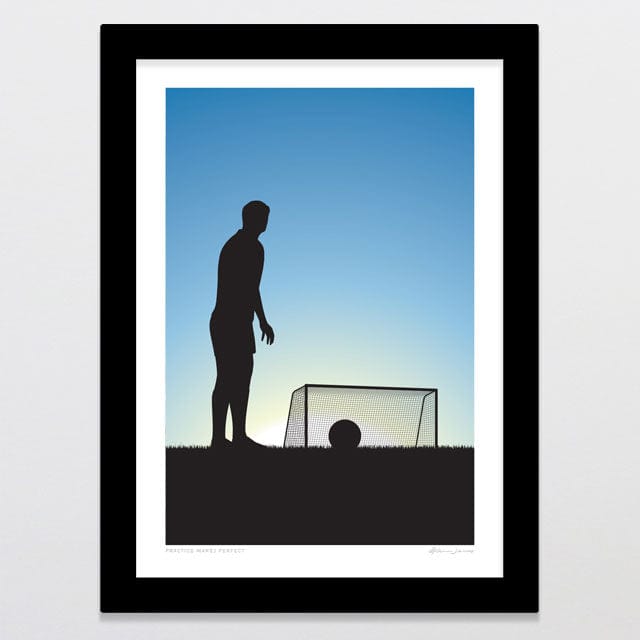 Glenn Jones Art Practice Makes Perfect - Football Boy Art Print Art Print A4 / Black