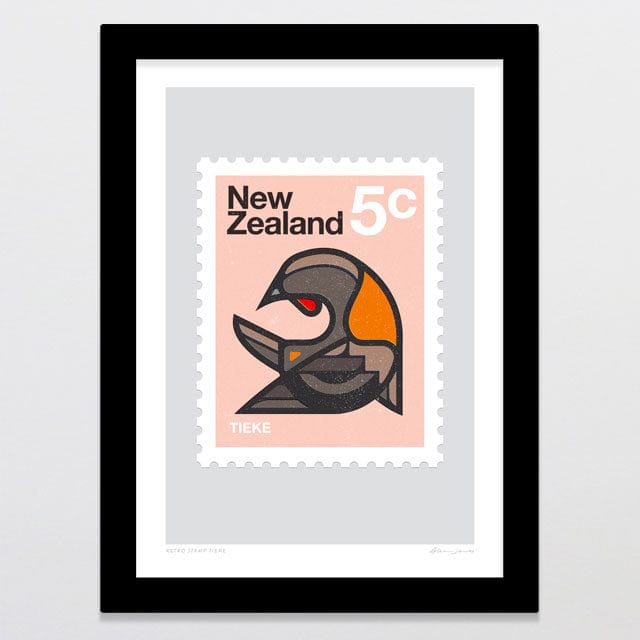 Glenn Jones Art Retro Stamp Tieke Art Print Art Print A4 / Black