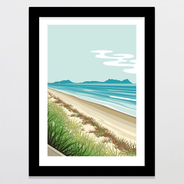 Glenn Jones Art Ruakaka Beach Art Print Art Print A4 / Black