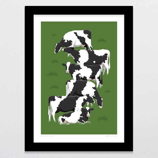 Glenn Jones Art Seen And Herd Art Print Art Print A4 / Black