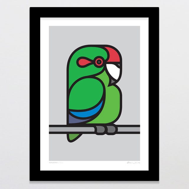 Glenn Jones Art Simply Kākāriki Art Print Art Print A4 / Black