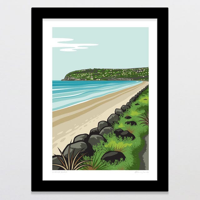 Glenn Jones Art Sumner Beach Art Print Art Print A4 / Black