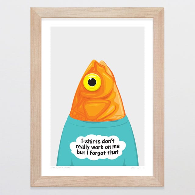 Glenn Jones Art Animals In T-shirts 6 Art Print Art Print A4 / Oak