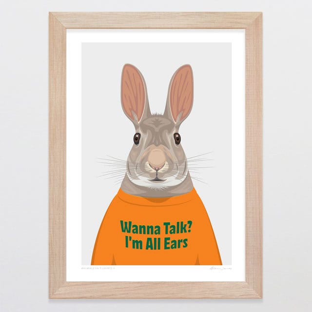 Glenn Jones Art Animals In T-shirts 7 Art Print Art Print A4 / Oak