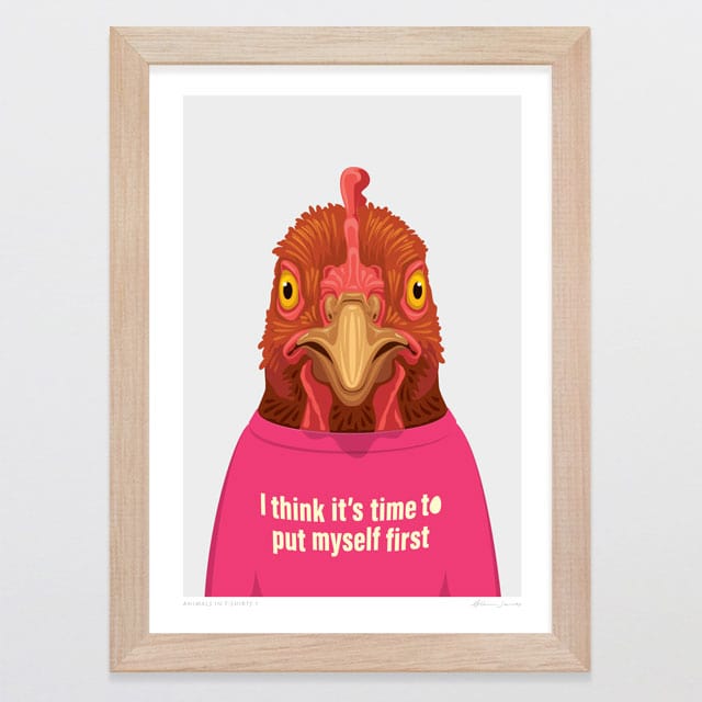 Glenn Jones Art Animals In T-shirts 8 Art Print Art Print A4 / Oak