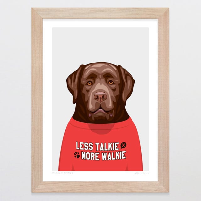 Glenn Jones Art Animals In Tshirts 2 Art Print Art Print A4 / Oak