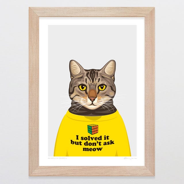 Glenn Jones Art Animals In Tshirts 3 Art Print Art Print A4 / Oak