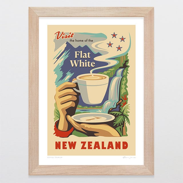 Glenn Jones Art Coffee Tourism Art Print Art Print A4 / Oak