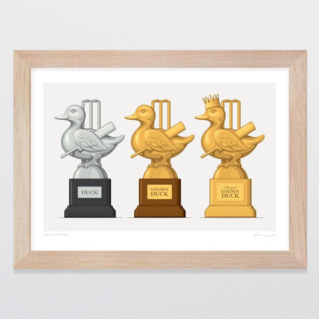 Glenn Jones Art Ducks In A Row Art Print Art Print A4 / Oak