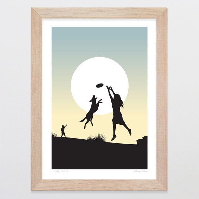 Glenn Jones Art Frisbee Friends Art Print Art Print A4 / Oak