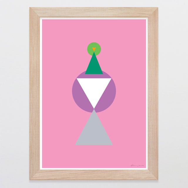 Glenn Jones Art Geometric Kereru Art Print A4 / Oak