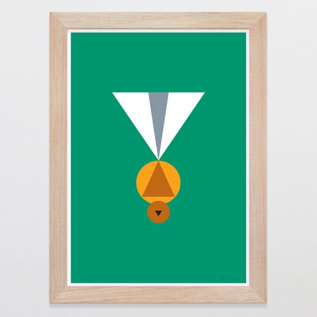 Glenn Jones Art Geometric Piwakawaka Art Print A4 / Oak