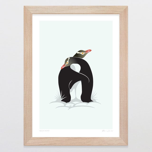 Glenn Jones Art Hello Hoiho Art Print Art Print A4 / Oak