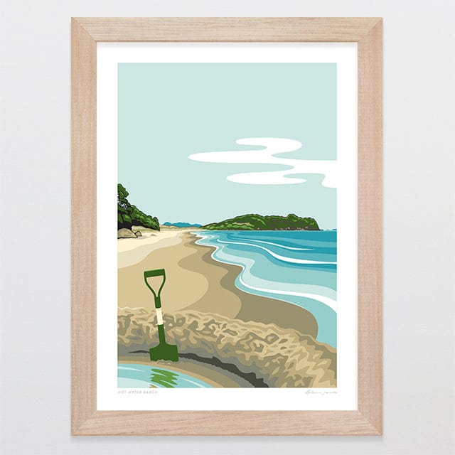 Glenn Jones Art Hot Water Beach Art Print Art Print A4 / Oak