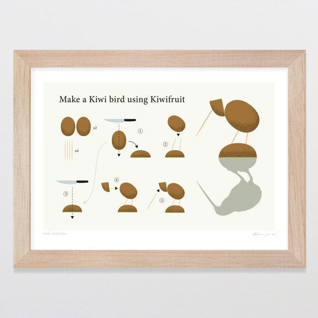 Glenn Jones Art Kiwi Creation Art Print Art Print A4 / Oak