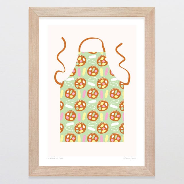 Glenn Jones Art Kiwiana Kitchen - Lolly Cake Art Print Art Print A4 / Oak