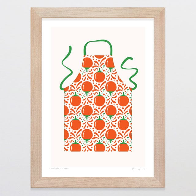 Glenn Jones Art Kiwiana Kitchen - Tomato Art Print Art Print A4 / Oak