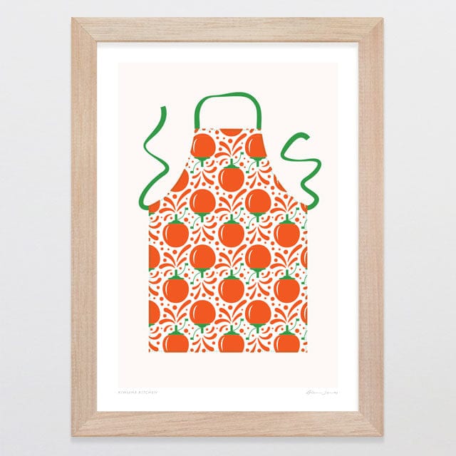 Glenn Jones Art Kiwiana Kitchen - Tomato Art Print Art Print A4 / Oak