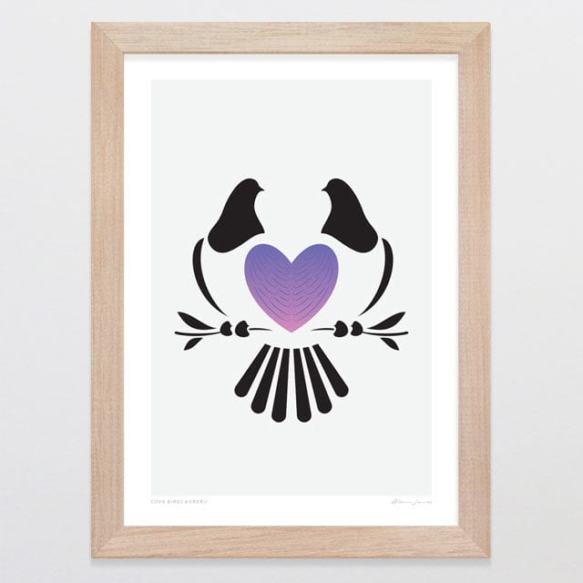 Glenn Jones Art Love Birds Kereru Art Print Art Print A4 / Oak