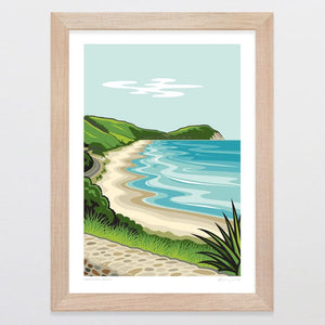 Glenn Jones Art Makorori Beach Art Print Art Print A4 / Oak