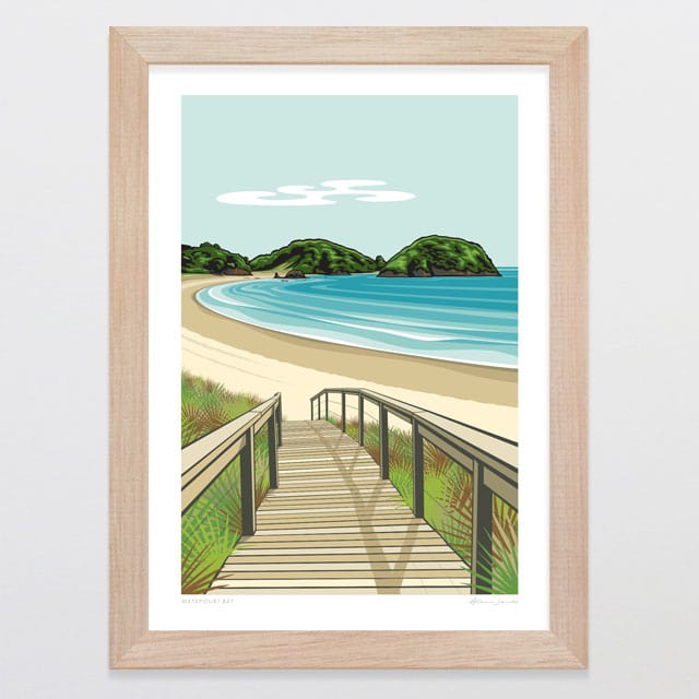 Glenn Jones Art Matapouri Bay Art Print Art Print A4 / Oak