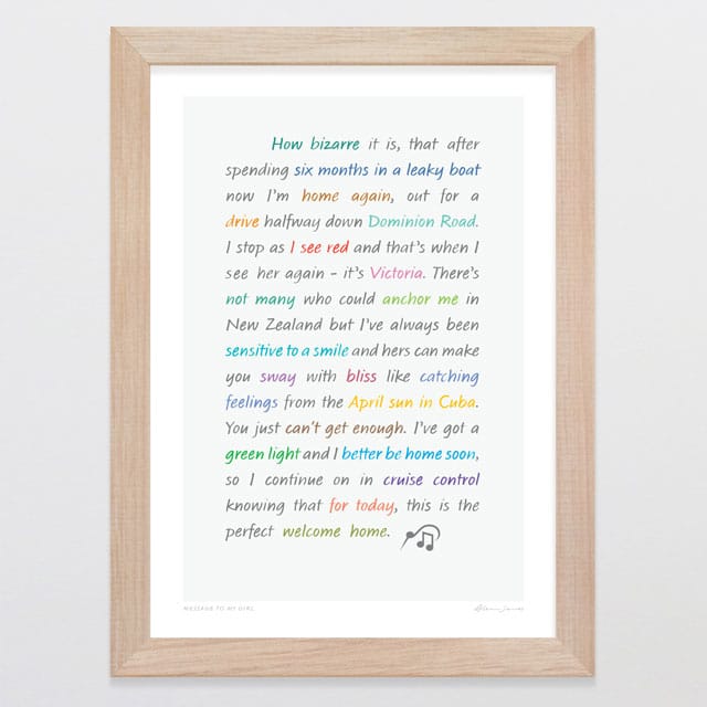 Glenn Jones Art Message To My Girl Art Print Art Print A4 / Oak