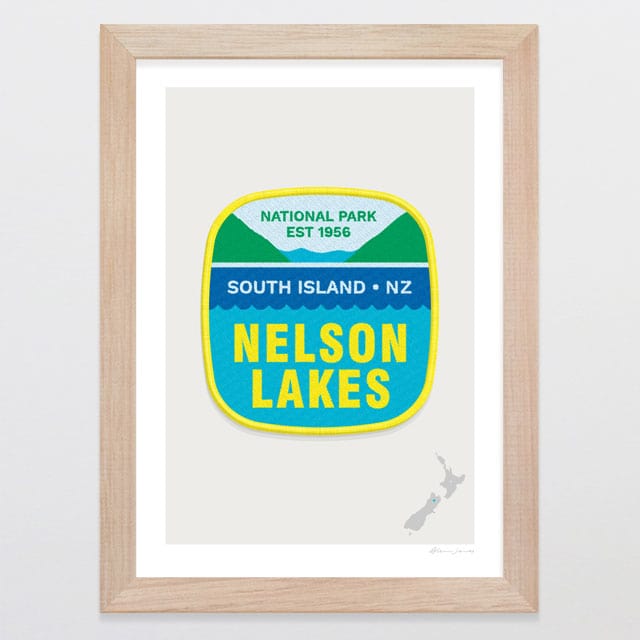 Glenn Jones Art National Park Patch - Nelson Lakes Art Print Art Print A4 / Oak